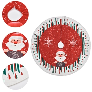 78cm red Christmas tree skirt with Santa Claus and Warm Wishes print on white background