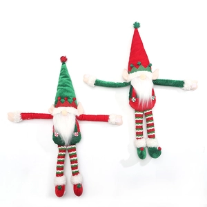 Christmas plush gnomes decoration with striped long legs and festive pointed hats