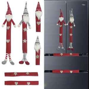 Christmas Refrigerator Handle Covers Gnome Faceless Doll Linen Protective Kitchen Appliance Handle Decor Oven Microwave