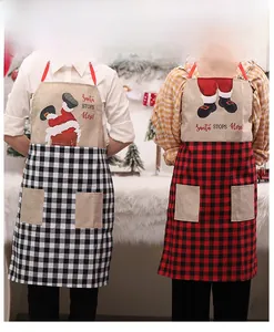 Festive Santa patterned apron with adjustable neck strap and double front pockets