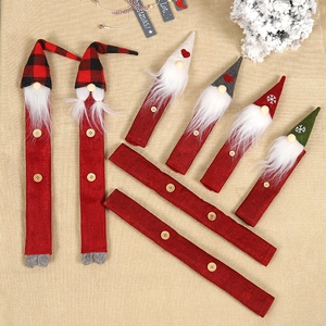 Fundas para Mangos de Frigorífico Gnomo de Navidad Tela de Arpillera Cocina Microondas Decoración para el Hogar