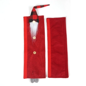 Juego de fundas rojas para tiradores de frigorífico navideños con diseño de gnomo