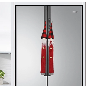 Juego de fundas para manijas de refrigerador de gnomo navideño en cuadros rojos y negros