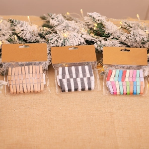 Mini Wooden Clips And Hemp Rope For Photo Wall Hanging DIY Crafts Christmas Home Decoration Natural Wood Clamps For Pictures