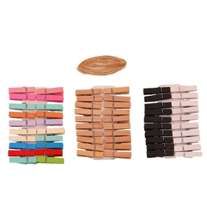 Set of 60 natural wood mini pegs with hemp rope for DIY creative photo wall decoration
