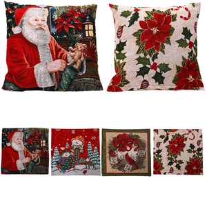 Christmas square pillow covers featuring Santa Claus and snowman festive designs
