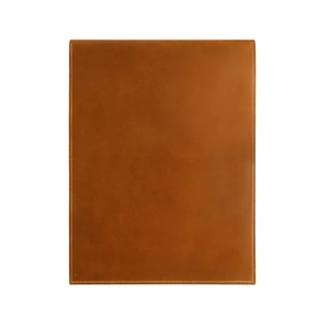 Close-up of premium brown leather laptop sleeve showing fine stitching and luxury texture