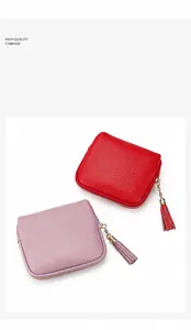 Genuine cowhide leather jewelry pouches with lychee texture and decorative tassels