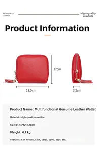 Red lychee grain leather jewelry pouch with gold hardware and tassel details
