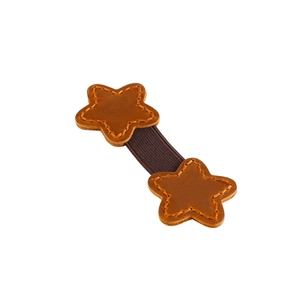 Brown leather star accessory with orange stitching and elastic band for shoes or bags