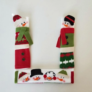 Set de 3 fundas navideñas para manijas de refrigerador con diseño de muñeco de nieve