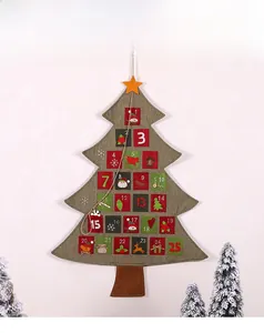 Christmas tree countdown advent calendar made of felt with 25 numbered pockets and star topper