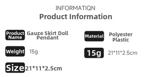 Detailed technical specifications for tulle dress angel girl doll pendant decoration