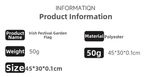 Spécifications détaillées du drapeau de jardin irlandais en polyester de 45x30cm durable