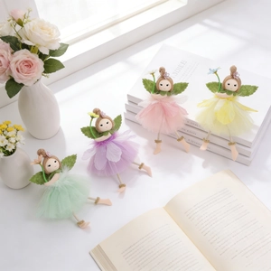 Set of four handmade fairy angel dolls with tulle skirts for festive party decor