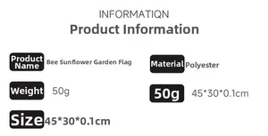 Detailed specifications for sunflower bee garden flag made of durable polyester fabric