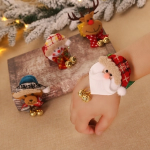 Bracelets de Noël en peluche avec motifs Père Noël, renne et bonhomme de neige