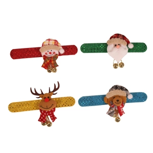 Bracelets de Noël à paillettes avec peluches et grelots dorés pour les enfants