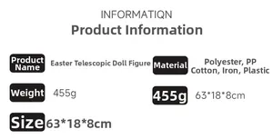 Detailed specifications of Easter bunny plush with dimensions and weight info