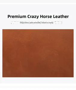 Detailed texture of brown crazy horse cowhide leather with a durable matte finish