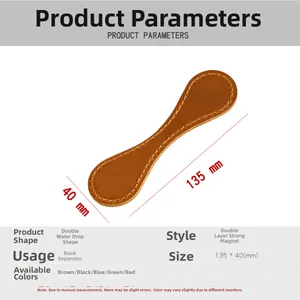 Tabella taglie dettagliata per segnalibro magnetico in pelle con dimensioni 135x40 mm