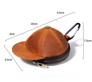Tabella taglie dettagliata del portamonete in pelle marrone a forma di cappello