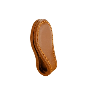 Segnalibro magnetico in pelle marrone con cuciture gialle fatte a mano stile retrò