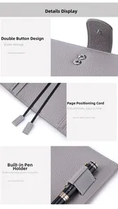 Detail der B6 Lederhülle mit doppeltem Druckknopfverschluss und elastischer Stiftschlaufe