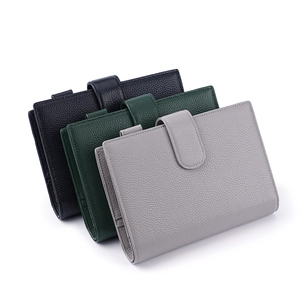 Cubiertas de cuero genuino B6 con patrón litchi en negro, verde y gris con cierre de correa