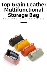 Litchi texture leather coin purses with metal clasps in five vibrant colors and card slots
