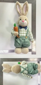 Front and back detail showing the 55cm height measurement of a plush Easter bunny toy
