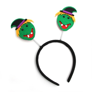 Halloween headband featuring spooky green monsters with springy hats for kids party costume