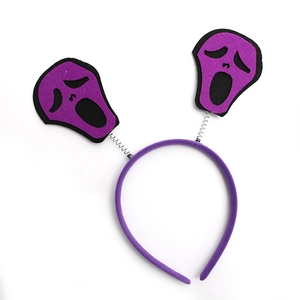Halloween purple scream ghost headband with spring bouncy boppers for party decor