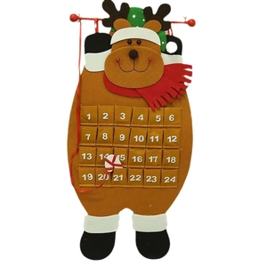 Christmas Reindeer Advent Calendar with 24 felt pockets and wooden hanging rod