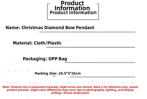 Christmas bow pendant specifications: fabric and plastic material in 24.5x3x25cm packaging