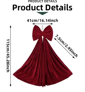 Tableau des tailles détaillé pour grand nœud décoratif en velours rouge de 115 cm
