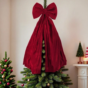 Grand nœud en velours bordeaux pour cime de sapin et décoration de fête à la maison