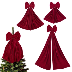 Grande boucle en velours bordeaux pour décoration de sapin de Noël et du Nouvel An