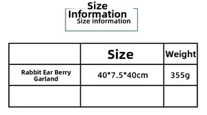 Size chart for rabbit ear grass berry wreath with 40cm diameter and 355g weight