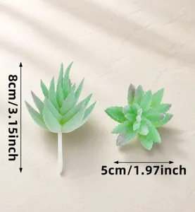 Detalle macro de suculentas artificiales con textura de hoja realista y efecto escarcha