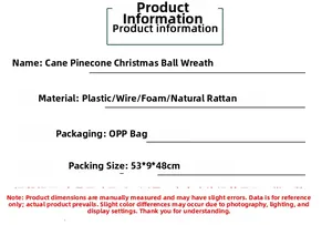 Detaillierte Größen- und Materialtabelle für den weihnachtlichen Tannenzapfenkranz