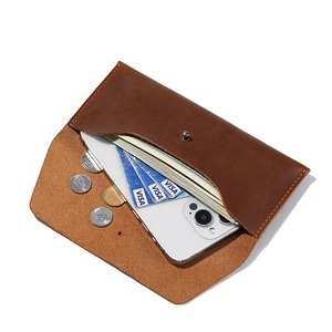 Braune Vintage-Lederbrieftasche mit Kartenfächern und Handyfach für Herren und Damen