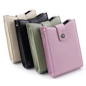 Bolsos de cuero para móvil en crema, negro, verde y lila con cierre de rosa de estilo retro