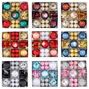 Set de bolas de Navidad en 9 temas de color con diversas formas para decoración de árboles