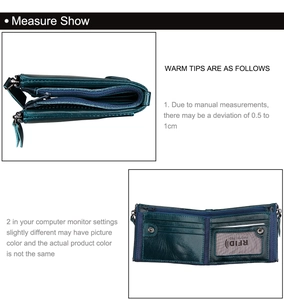 Detailed view of genuine leather wallet with multiple card slots and RFID protection
