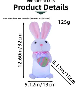 Conejo de Pascua blanco luminoso con huevo, 32cm, detalles de tamaño y pilas 3*AAA