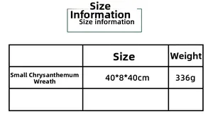 Maattabel madeliefjeskrans met afmetingen 40x8x40cm en gewicht 336g voor Pasen decor
