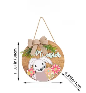 Dimensions détaillées pour la plaque de porte de Pâques en bois de 12 pouces
