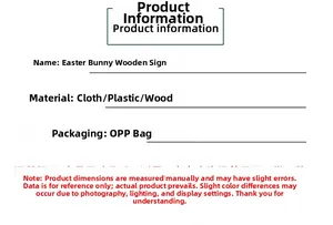 Détails du panneau de Pâques en bois avec matériaux en tissu et plastique et emballage sac OPP
