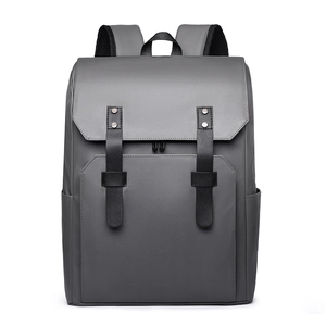 Mens PU Leather Backpack Large Capacity Laptop Bag Business Travel Commute Water Resistant Simple Casual Daypack